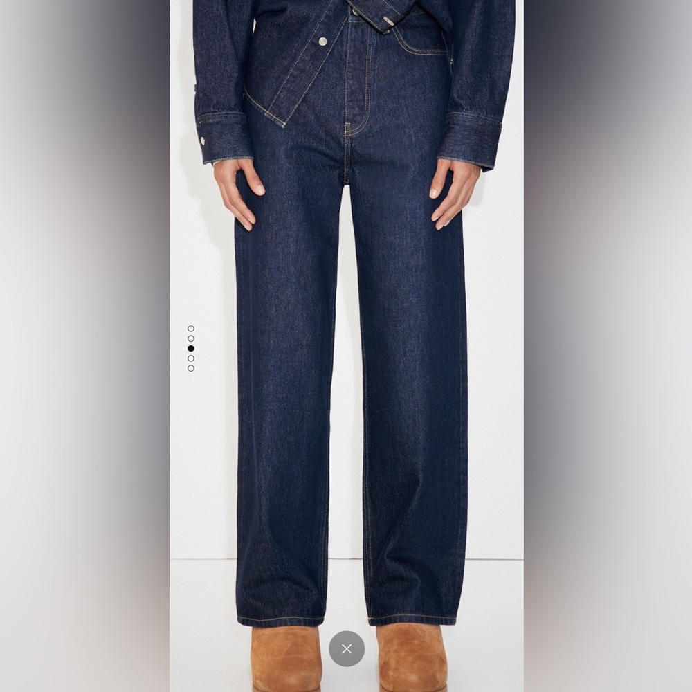 Mango Jeans and denim shirt set, wide leg jeans